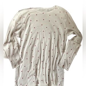 Abercrombie Kids White Top with Red Heart Accents